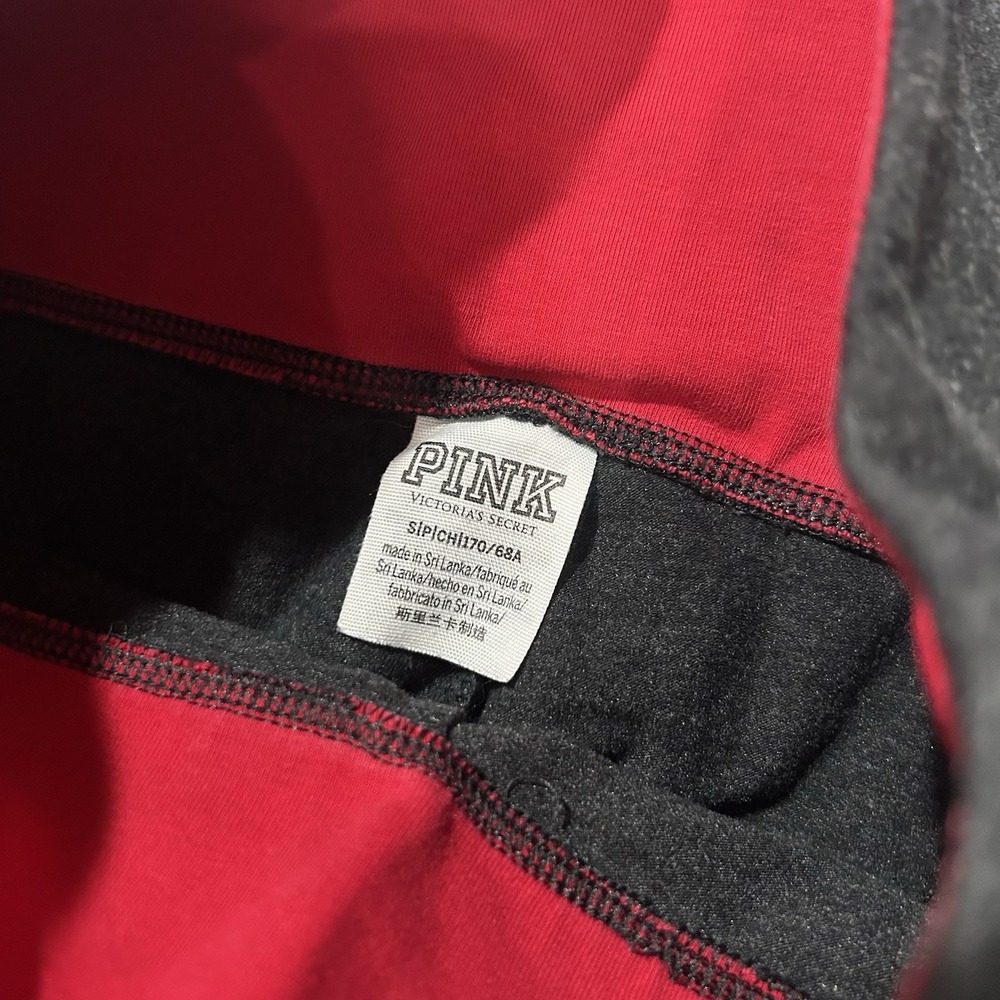 PINK Victoria's Secret Colorblock Leggings Gray Red S Athleisure Sporty Y2K Gym - Picture 2 of 5